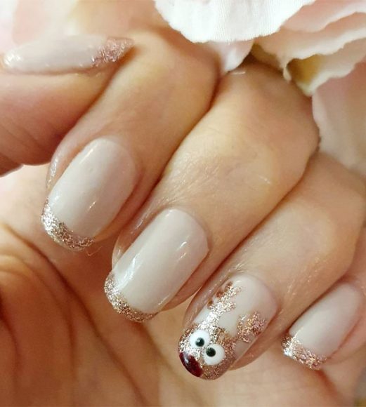 Pretty Festive Nail Colours Designs Rose Gold Reindeer And