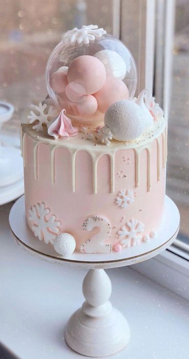 Jaw Droppingly Beautiful Birthday Cake Pink Winter Birthday Cake