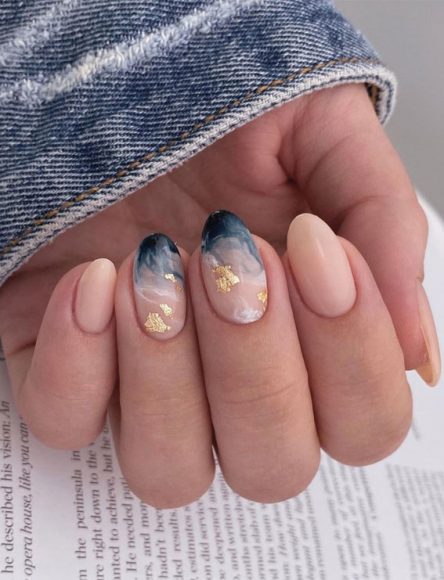 40 Stylish Ways To Rock Spring Nails Nude And Grey Marble Nails