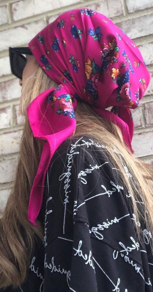 Trendy Ways To Wear A Head Scarf Magenta Head Scarf