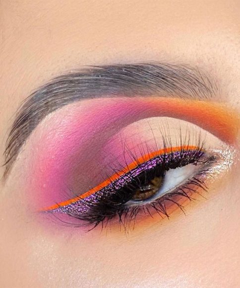 30 Best Bright Eyeshadow Looks Sunset And Pink Makeup Look