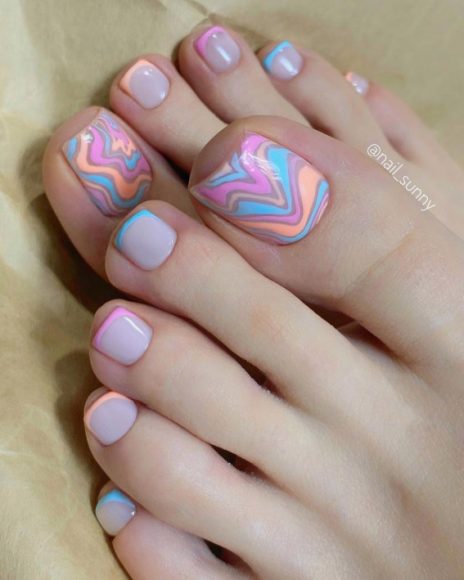 40 Trendy Pedicure Designs 2022 Pastel French Pedicure