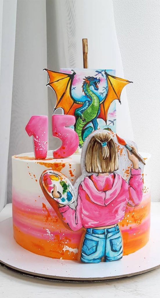 Best Birthday Cake Ideas In Ombre Pink And Orange Art Cake