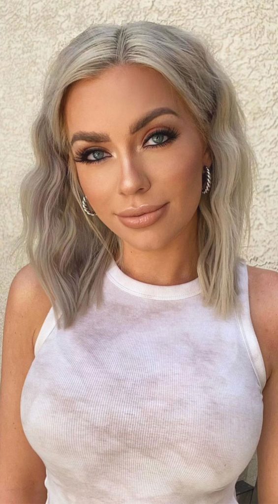 Trendy Lob Haircuts Hairstyles In Platinum Blonde Wavy Lob