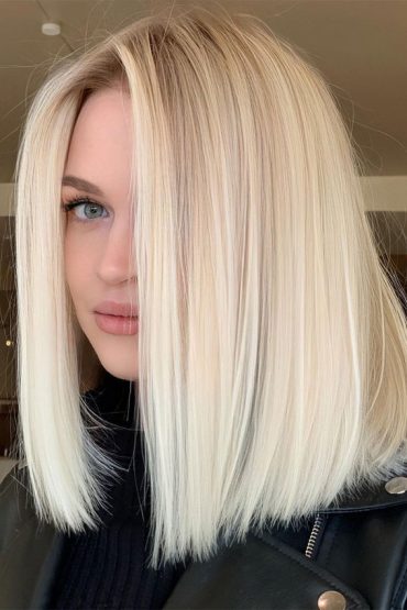 Trendy Lob Haircuts Hairstyles In Platinum Side Part Blonde Lob