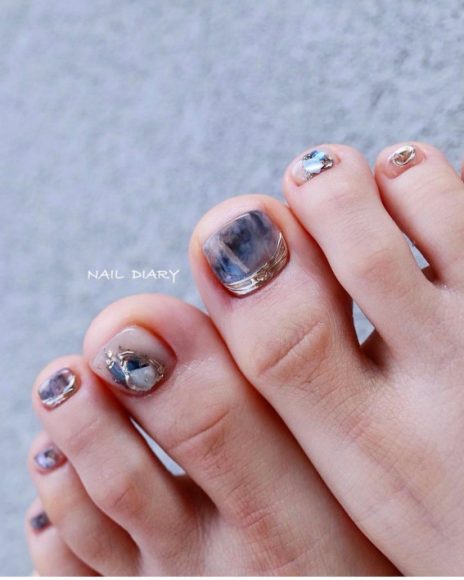 40 Eye Catching Toe Nail Art Designs Gold Cuff Boho Toe Nails