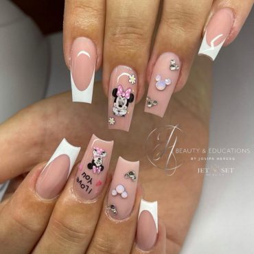 Minnie Mouse Nail Designs Acrylic Nude Pink Minnie Nails