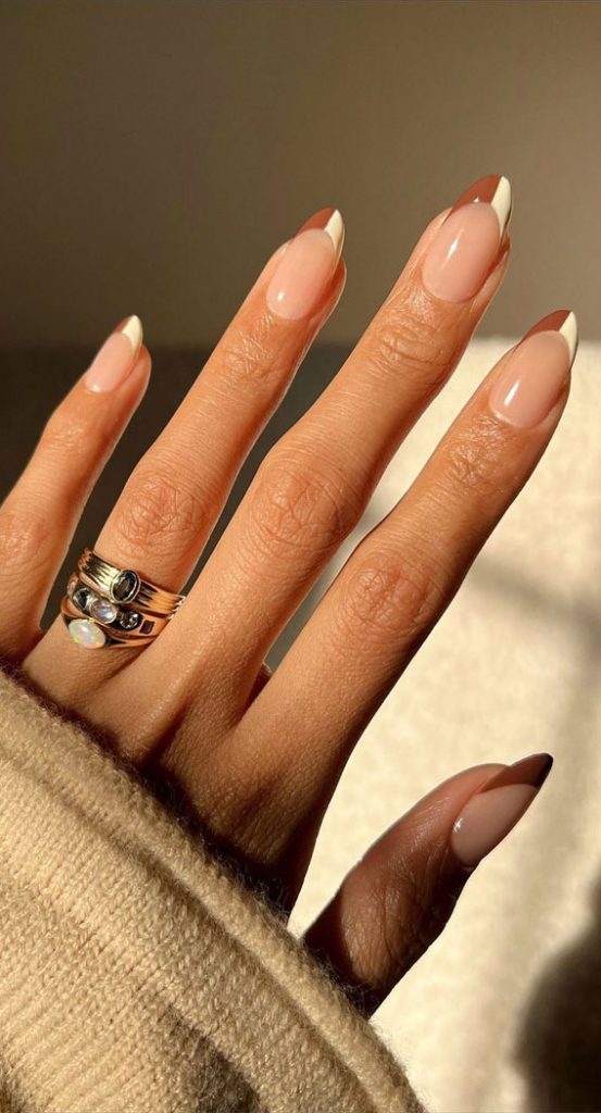 50 Trending Autumn Nail Colours Designs Half Latte Half White