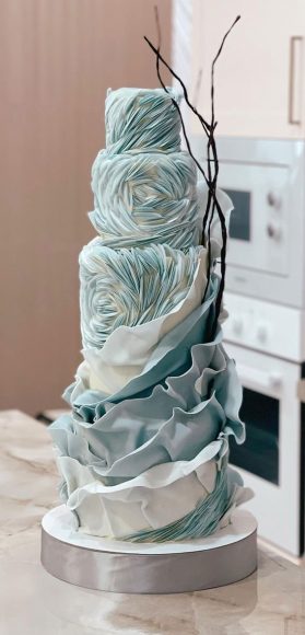 Beautiful Wedding Cakes In Blue Ruffle Cake