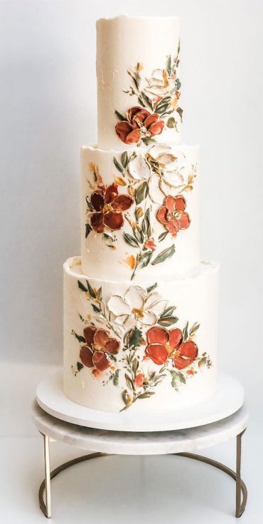 50 Beautiful Wedding Cakes In 2022 Autumn Flower Painted Cake