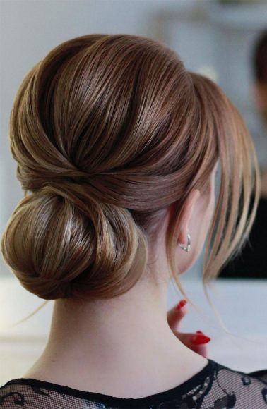 59 Gorgeous Wedding Hairstyles In 2022 Brunette Wrapped Low Bun