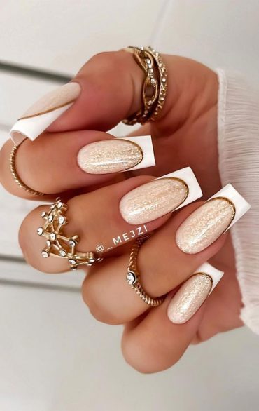 Stylish Nail Art Ideas To Try Now Shimmery White French Tip Nails