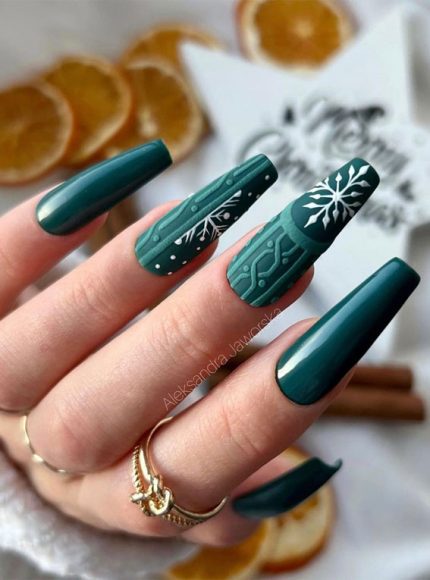 Fab Christmas Nail Designs Ideas Green Coffin Nails