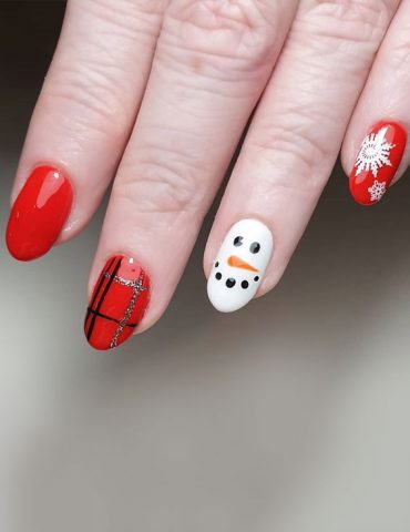 Fab Christmas Nail Designs Ideas Red Plaid Snowman Snowflake