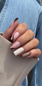 30 Gorgeous November Nail Ideas Brown Wavy Tip Nails