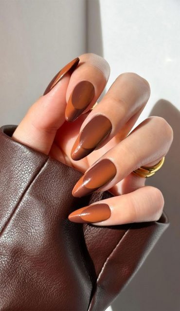 30 Gorgeous November Nail Ideas Brown Optical Illusion Nails