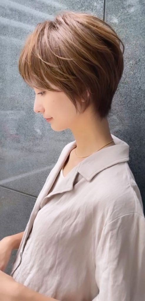 Cute Short Hair With Bangs Korean Style Soft Pixie Bob Milk Tea