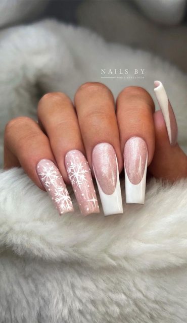 Best Holiday Nail Art Ideas Designs Snowflake Sparkly French Nails