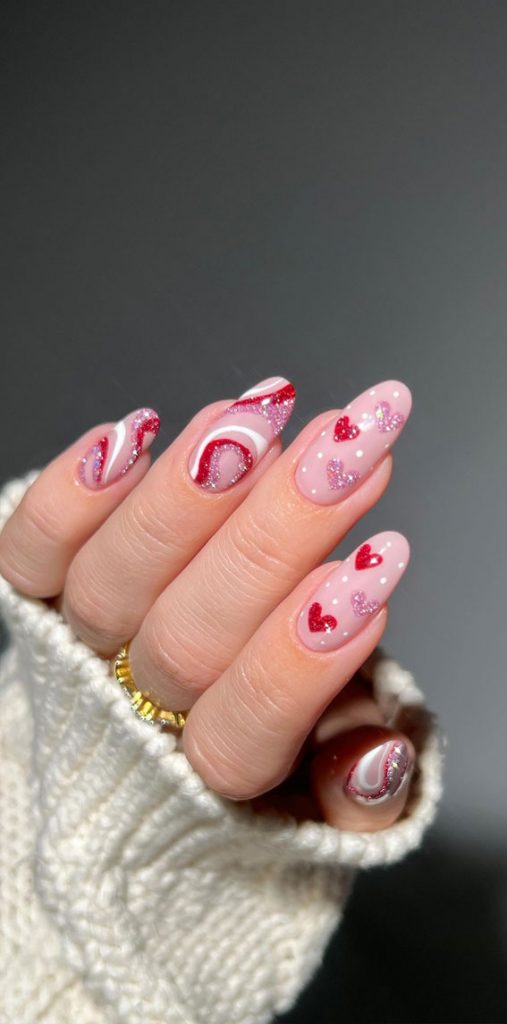 Valentine S Day Nail Art Designs Ideas Glitter Swirl