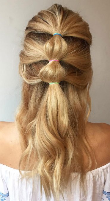 Cute Hairstyles For Any Occasion Half Up Half Down Bubble Braid