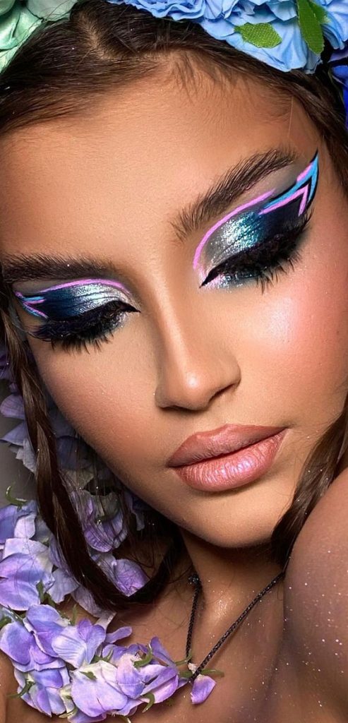 50 Makeup Looks To Make You Shine In 2023 Shimmery Teal Pink Liner