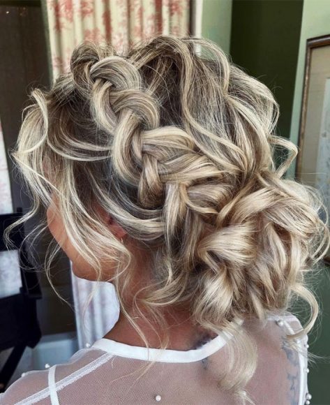 50 Updo Hairstyles That Re So Stylish Chunky Braid Messy Bun