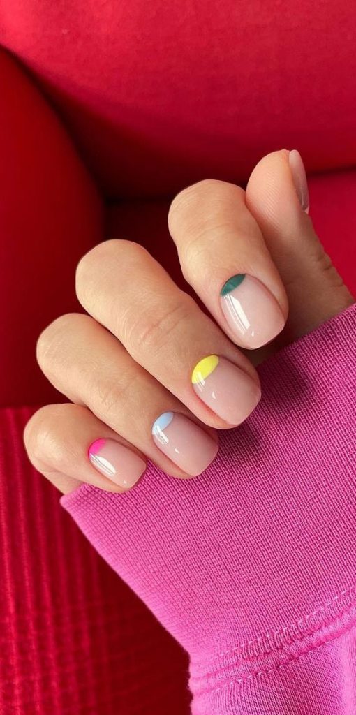 45 Pretty Short Nails For Spring Summer Pastel Half Moon Nails