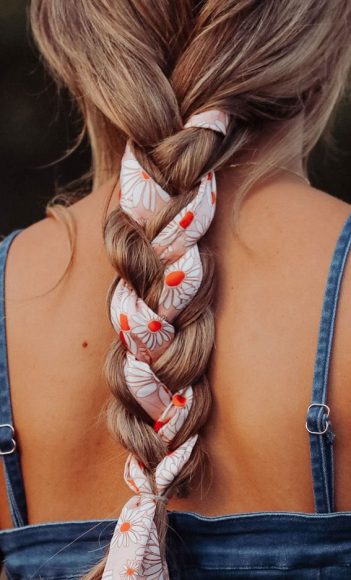 50 Cute Hairstyles For Any Occasion Daisy Scarf Braided Hairstyle