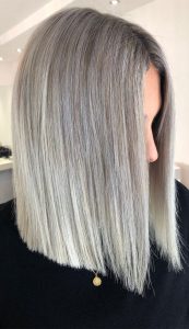 35 Cute Summer Hair Colours Hairstyles Silver Ashy Blonde Lob Cut