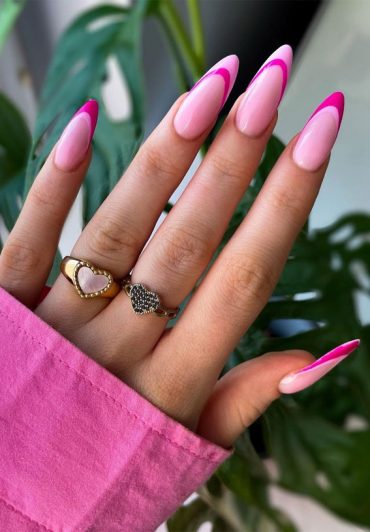 Cute Summer Nail Designs Pink Double French Tips