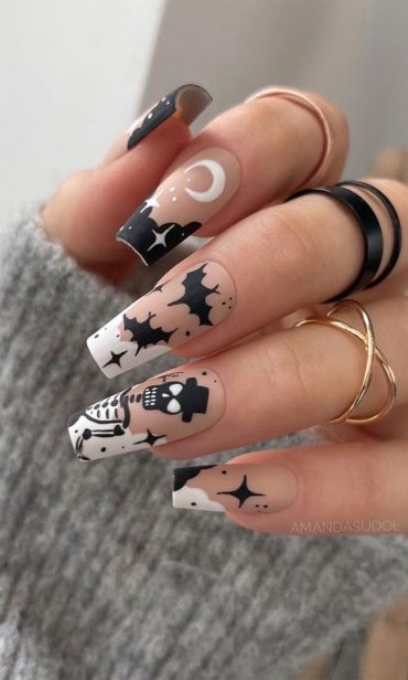 30 Spooktacular Halloween Nail Designs Spooky Night Nude Matte Nails