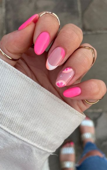 Refreshing Nail Art Inspired By Zesty Summertime Citrus Fruit Pink