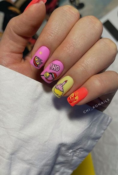 Dive Into Summer With Vibrant Nail Art Designs Hot Cartoon Short Nails