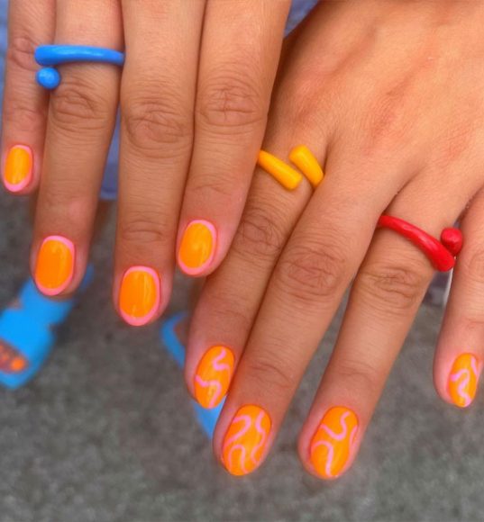 Dive Into Summer With Vibrant Nail Art Designs Pink Frame Orange Nails