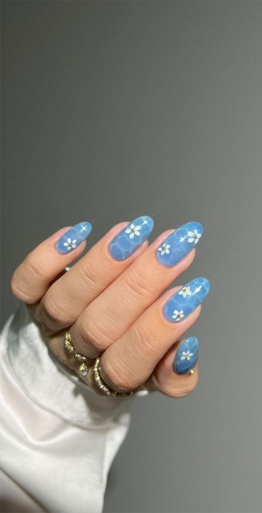 Bloom Into Summer With Gorgeous Floral Nail Designs Ocean Blue