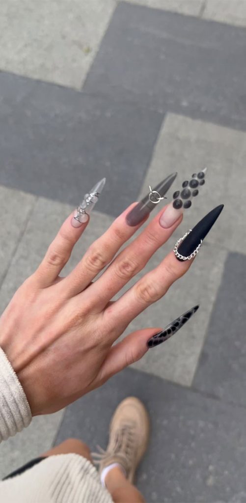 Pick And Mix Nail Designs For An Unboring Look Black Transparent