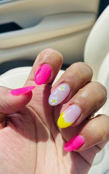 Pick And Mix Nail Designs For An Unboring Look Bright Pink