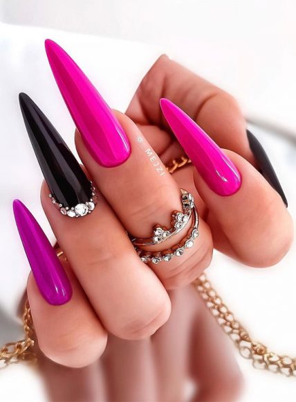 Pick And Mix Nail Designs For An Unboring Look Black Pink