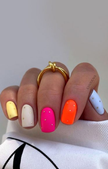 Pick And Mix Nail Designs For An Unboring Look Vibrant Short Nails