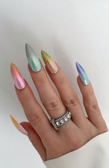 50 Pick And Mix Nail Designs For An Unboring Look Ombre Chrome Pointy