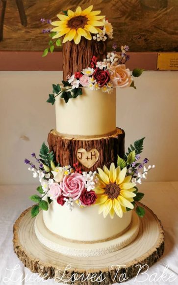 Woodland Inspired Wedding Cake Ideas Hand Carved Log Slices