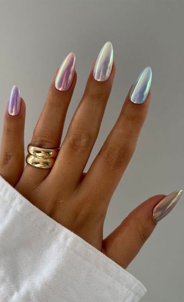 Chrome Elegance 25 Stunning Nail Art Ideas Pastel Rainbow Chrome Nails