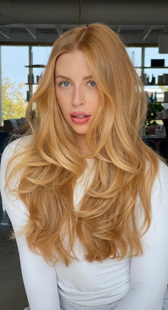 35 Enchanting Winter Hair Colour Ideas Light Golden Copper Long Hair