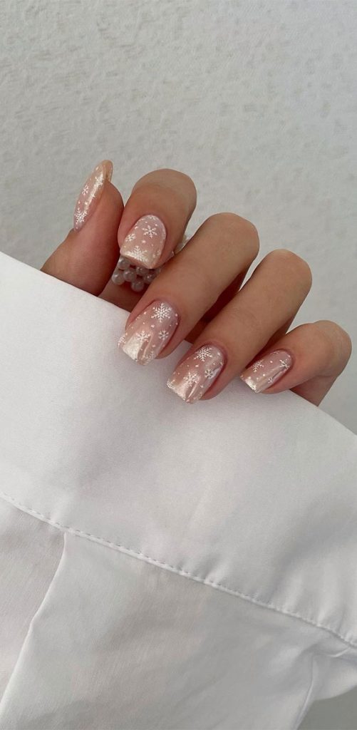 Glitter Nail Art Ideas For Glimmering Festivities Chrome Snowflake Nails