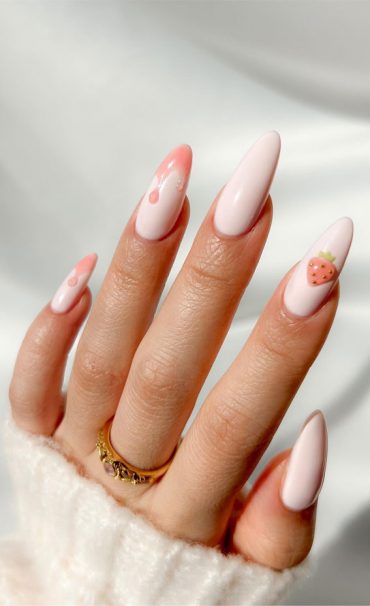 42 Cute Spring Nail Art Inspirations Strawberry Jelly Tip Nails