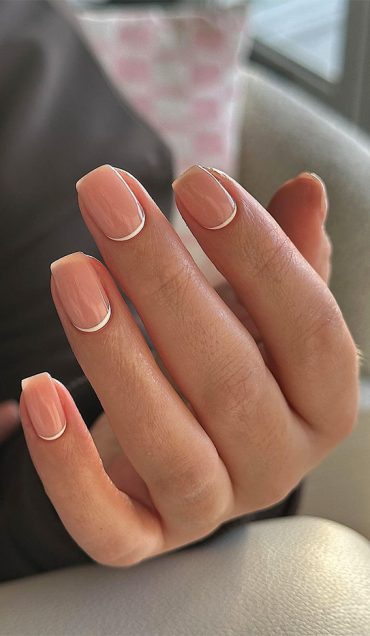 Sleek Simplicity Minimalist Nail Inspirations White Cuff Nude Nails