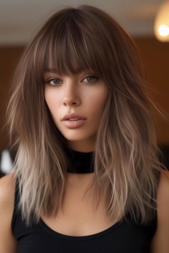 22 Modern Brigitte Bardot Haircuts Smokey Brown Shag With Feathered Bangs