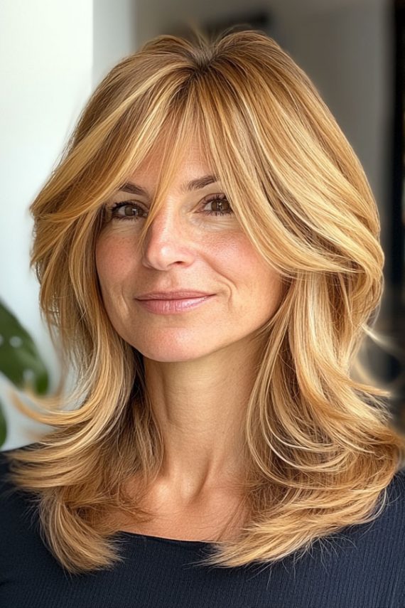 35 Layered Haircuts For Women Over 40 Honey Blonde Layers With