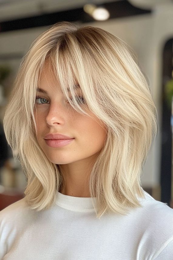 Trendsetting Tousled Layers Cool Blonde Bob With Soft Layers