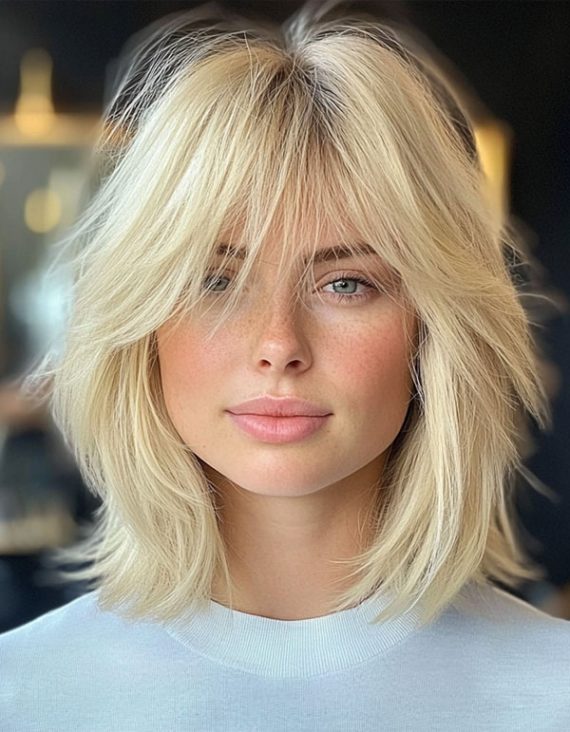 40 Trendsetting Tousled Layers Blonde Layered Bob With Wispy Bangs